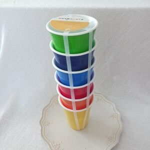 Novogratz Home Colorful Rainbow Reusable Cups 16 oz. Set of 6